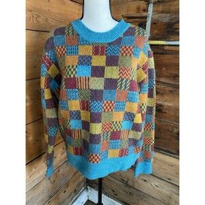 Knit Mix Patchwork Sweater Women’s XL  Retro